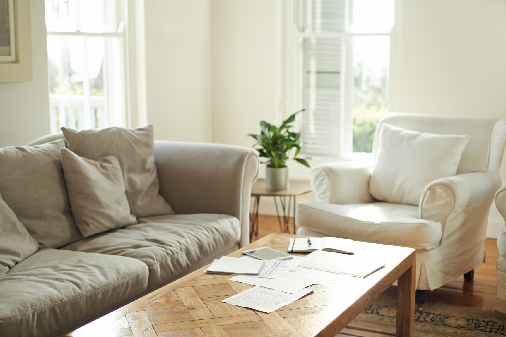 Cozy family living room with smart home technology