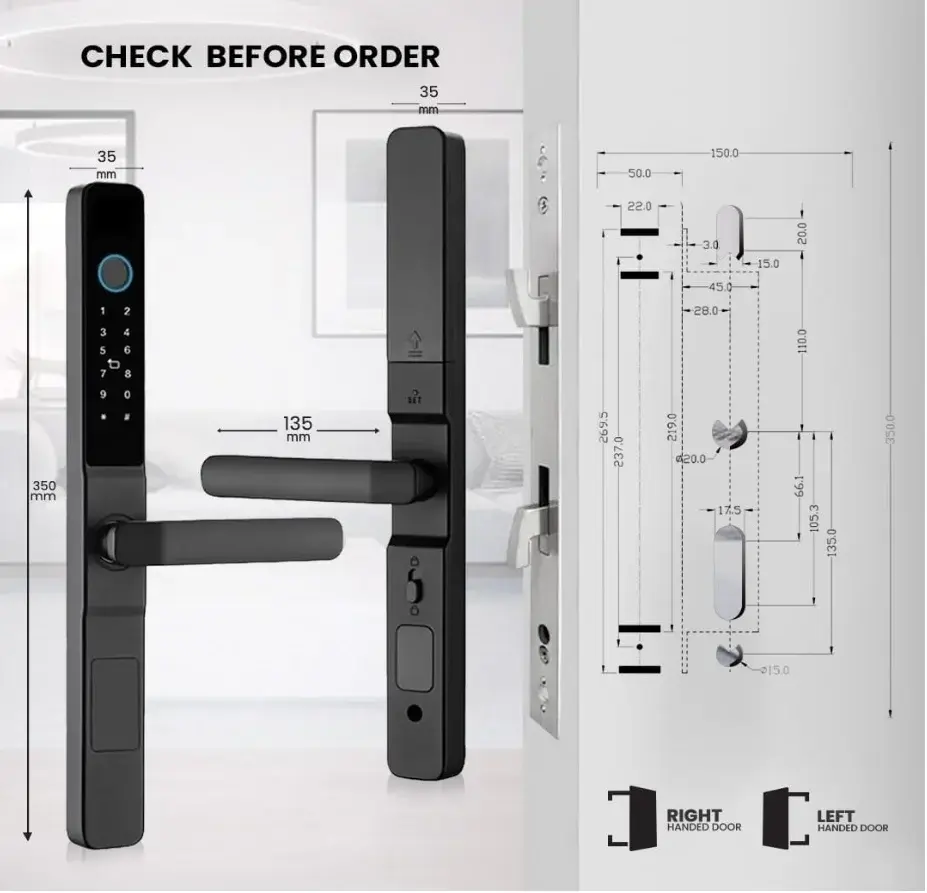 Έξυπνη κλειδαριά EY-390 για Αλουμινένιες Πόρτες - view 4