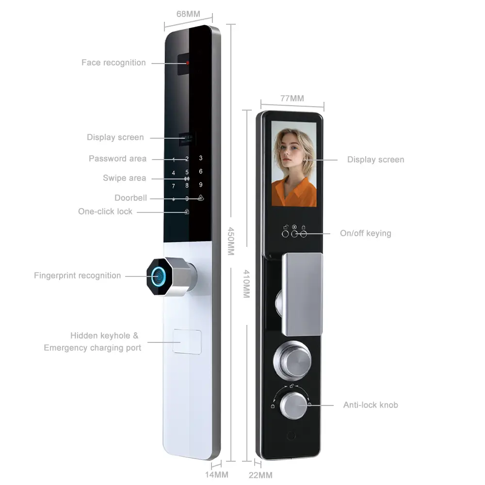 Έξυπνη κλειδαριά EY-K303 με Κάμερα και 3D Face ID - view 3